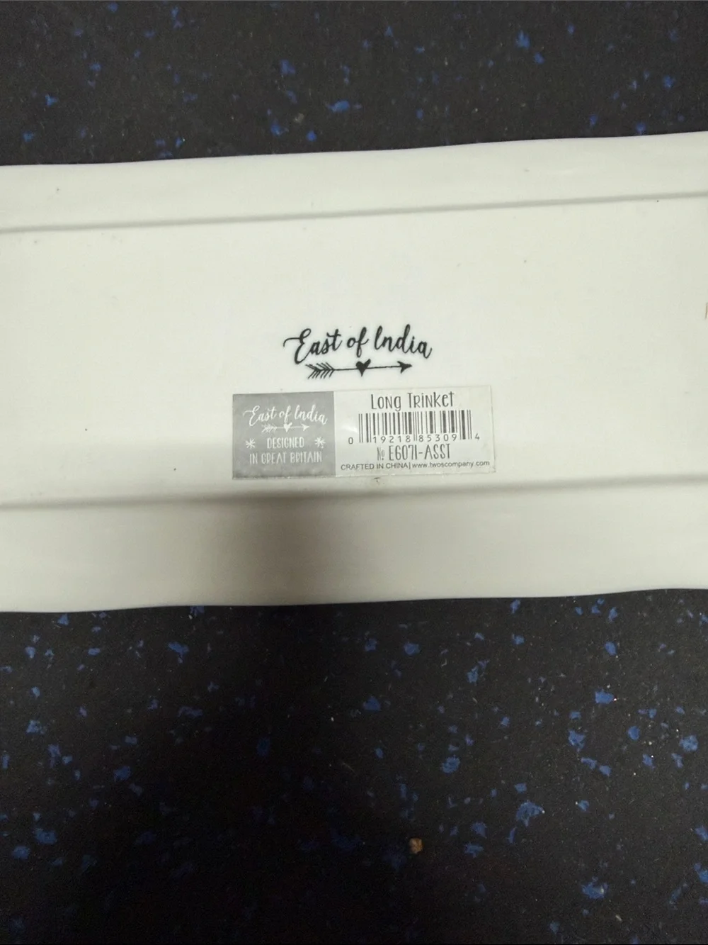 White Ceramic Decorative Tray with Botanical Sketch Design